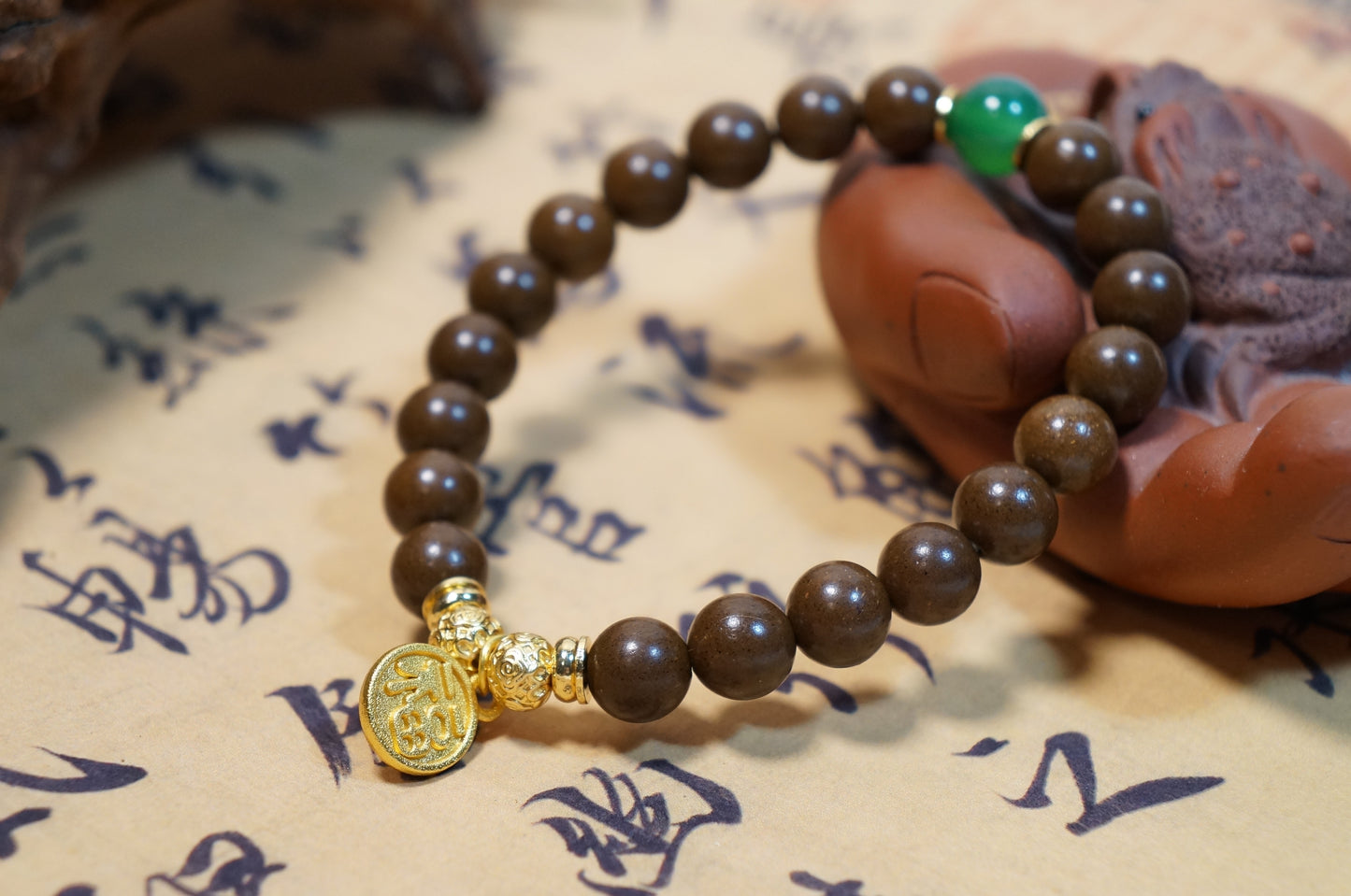 Orchid & Jade Floral Herbal Bead Bracelet