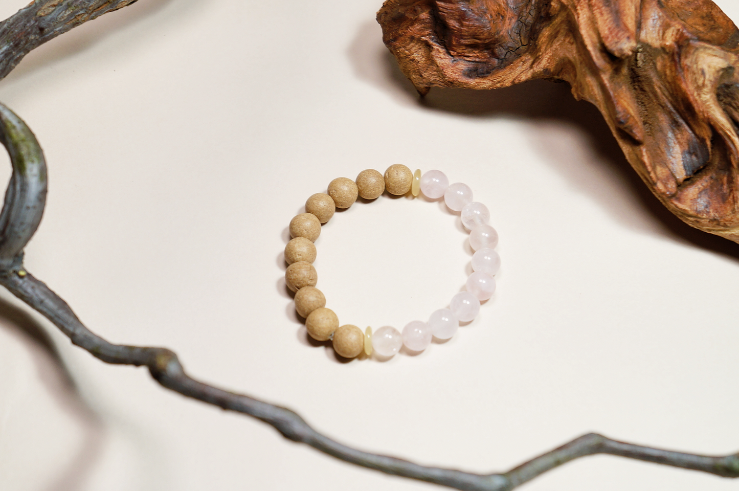 Soft Radiance Astragalus & Pink Crystal Bracelet