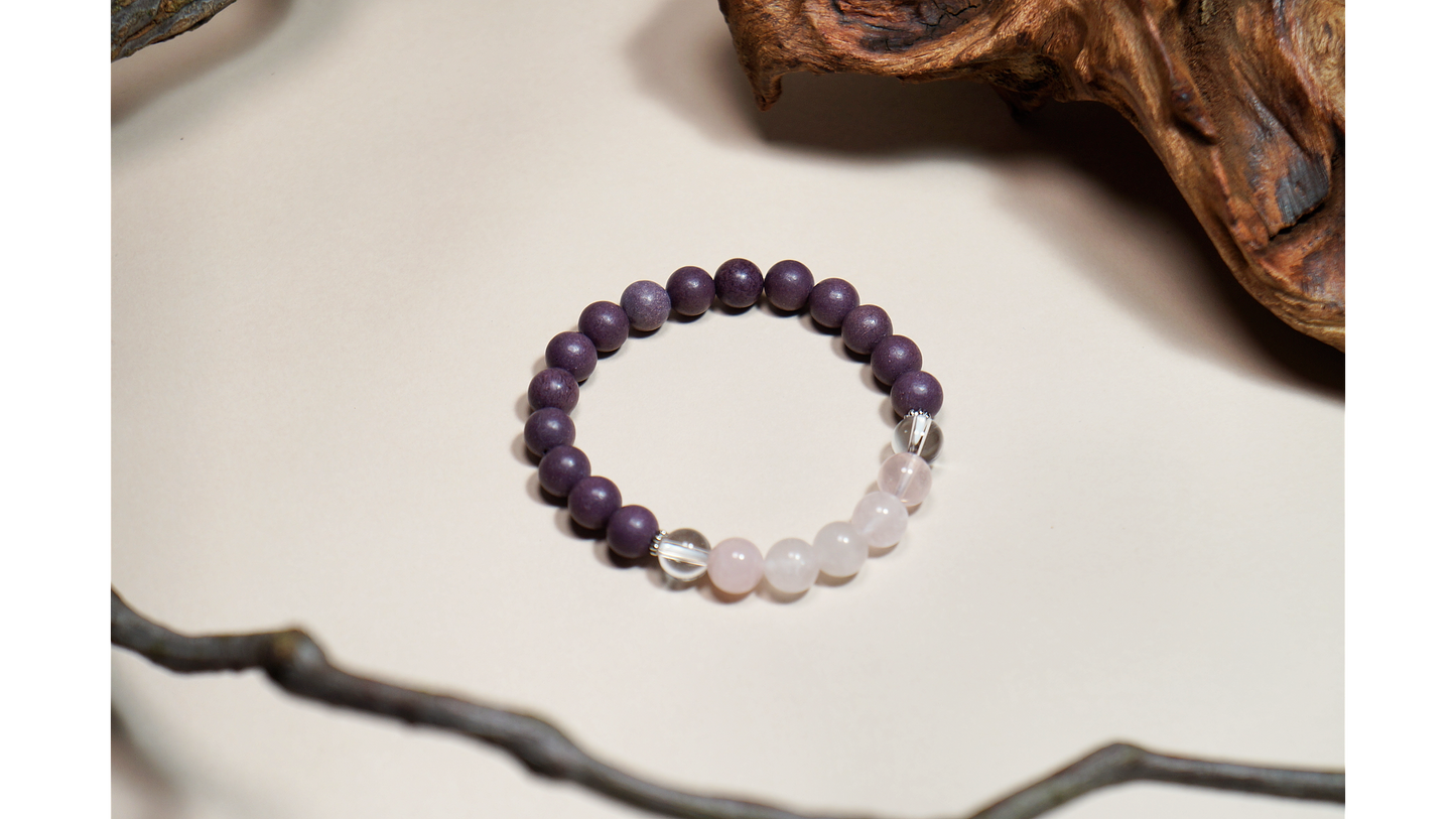 Ethereal Purple Sandalwood & Crystal Bracelet