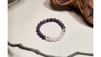 Ethereal Purple Sandalwood & Crystal Bracelet
