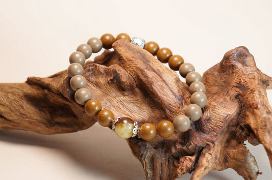 Two-Tone Jade Five Elements Earth & Metal Energy Bracelet