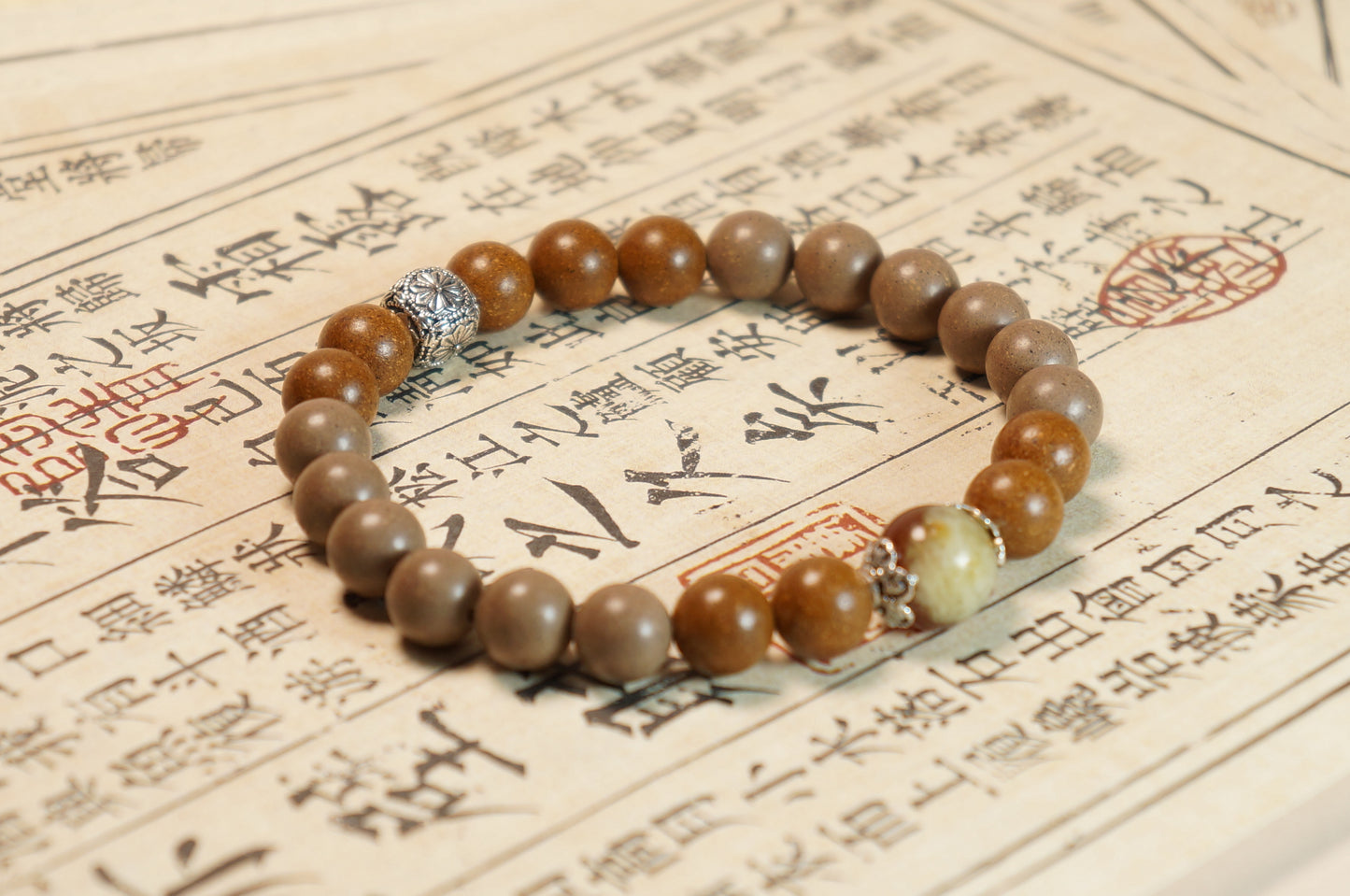 Two-Tone Jade Five Elements Earth & Metal Energy Bracelet