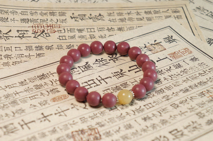 Peach Blossom & Sandalwood Floral Herbal Bead Bracelet