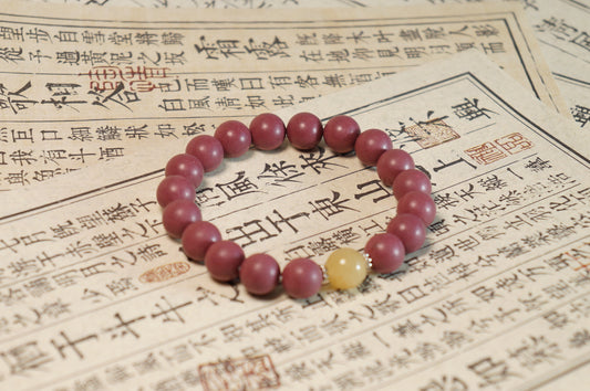 Peach Blossom & Sandalwood Floral Herbal Bead Bracelet