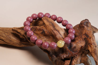Peach Blossom & Sandalwood Floral Herbal Bead Bracelet
