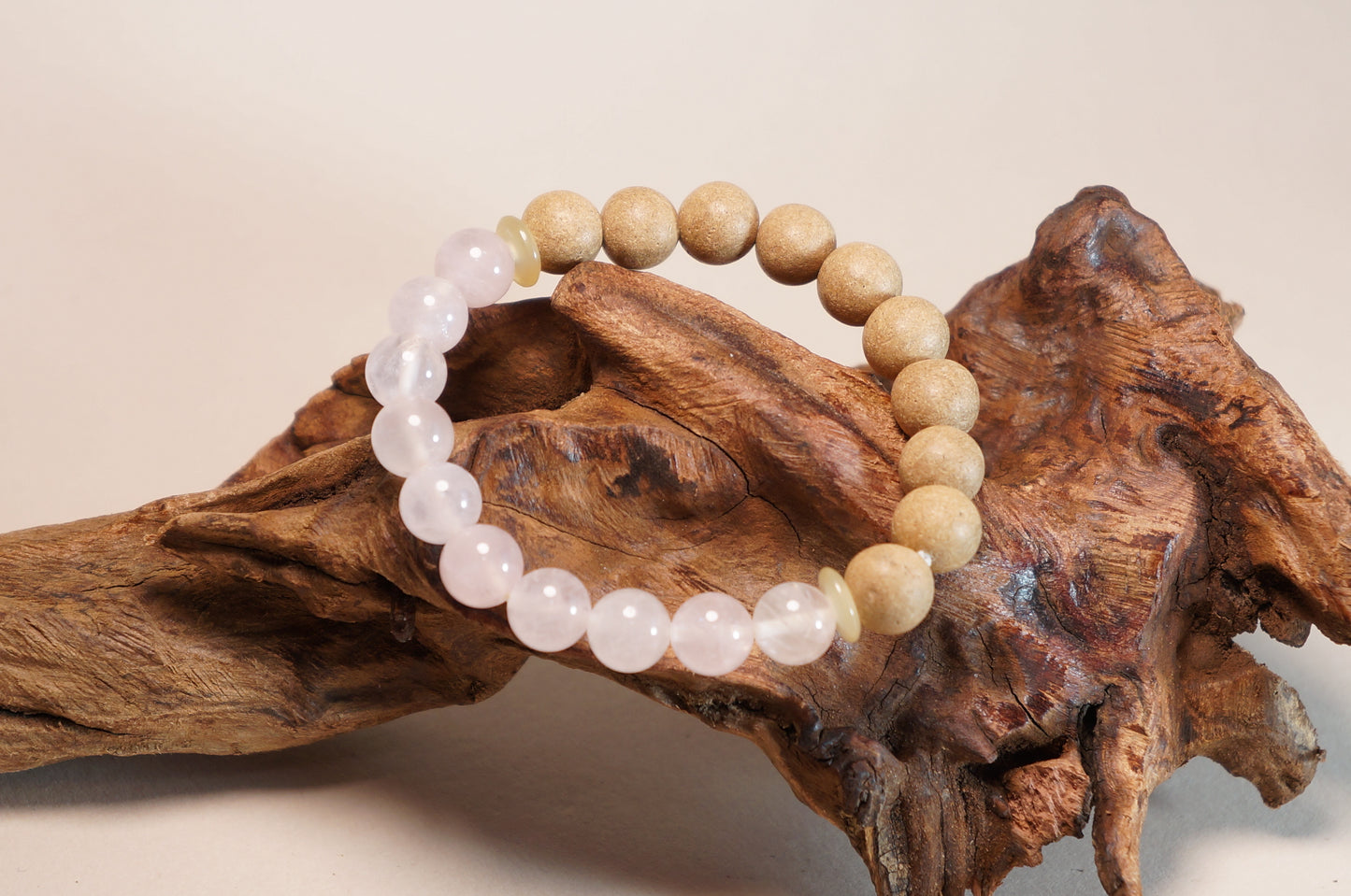 Rose Quartz & Astragalus Herbal Bead Bracelet