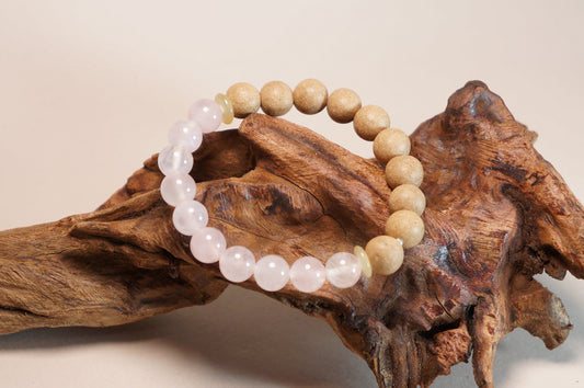 Rose Quartz & Astragalus Herbal Bead Bracelet