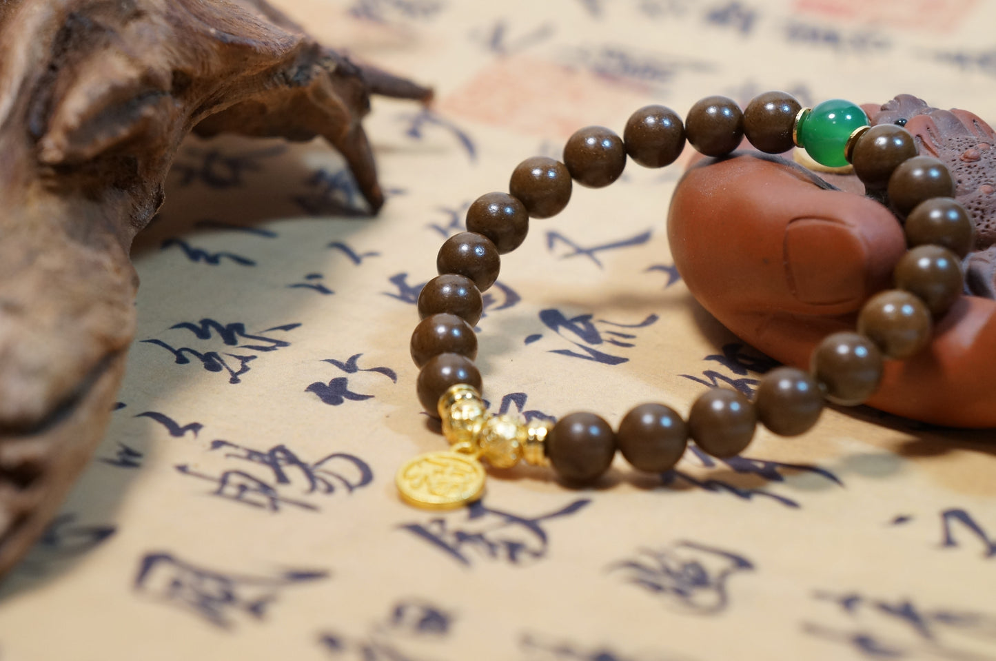 Orchid & Jade Floral Herbal Bead Bracelet