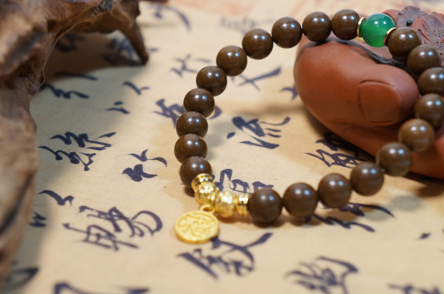 Orchid & Jade Floral Herbal Bead Bracelet