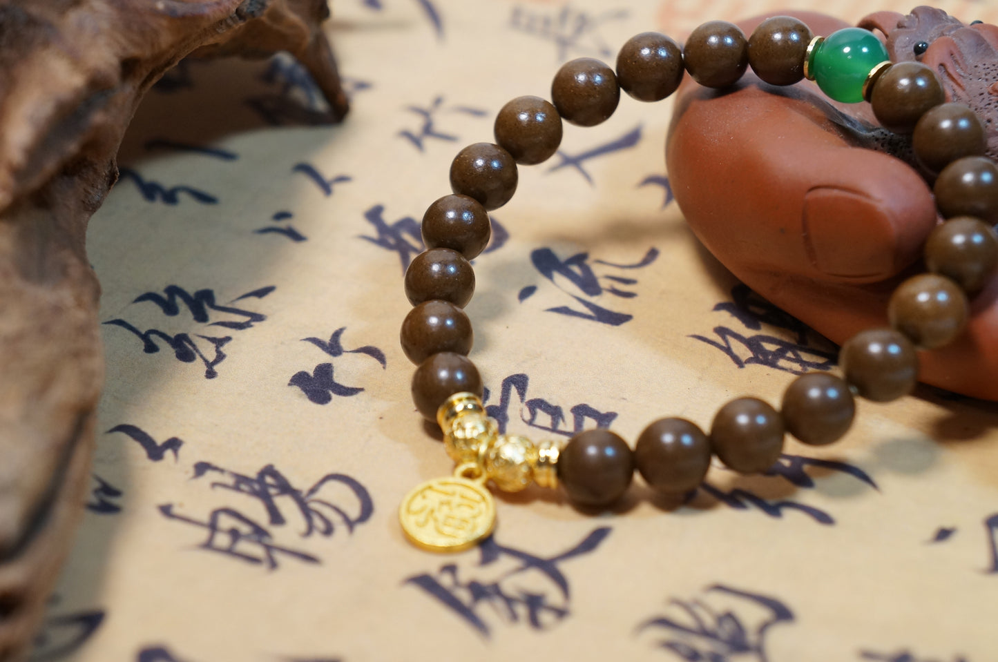 Orchid & Jade Floral Herbal Bead Bracelet