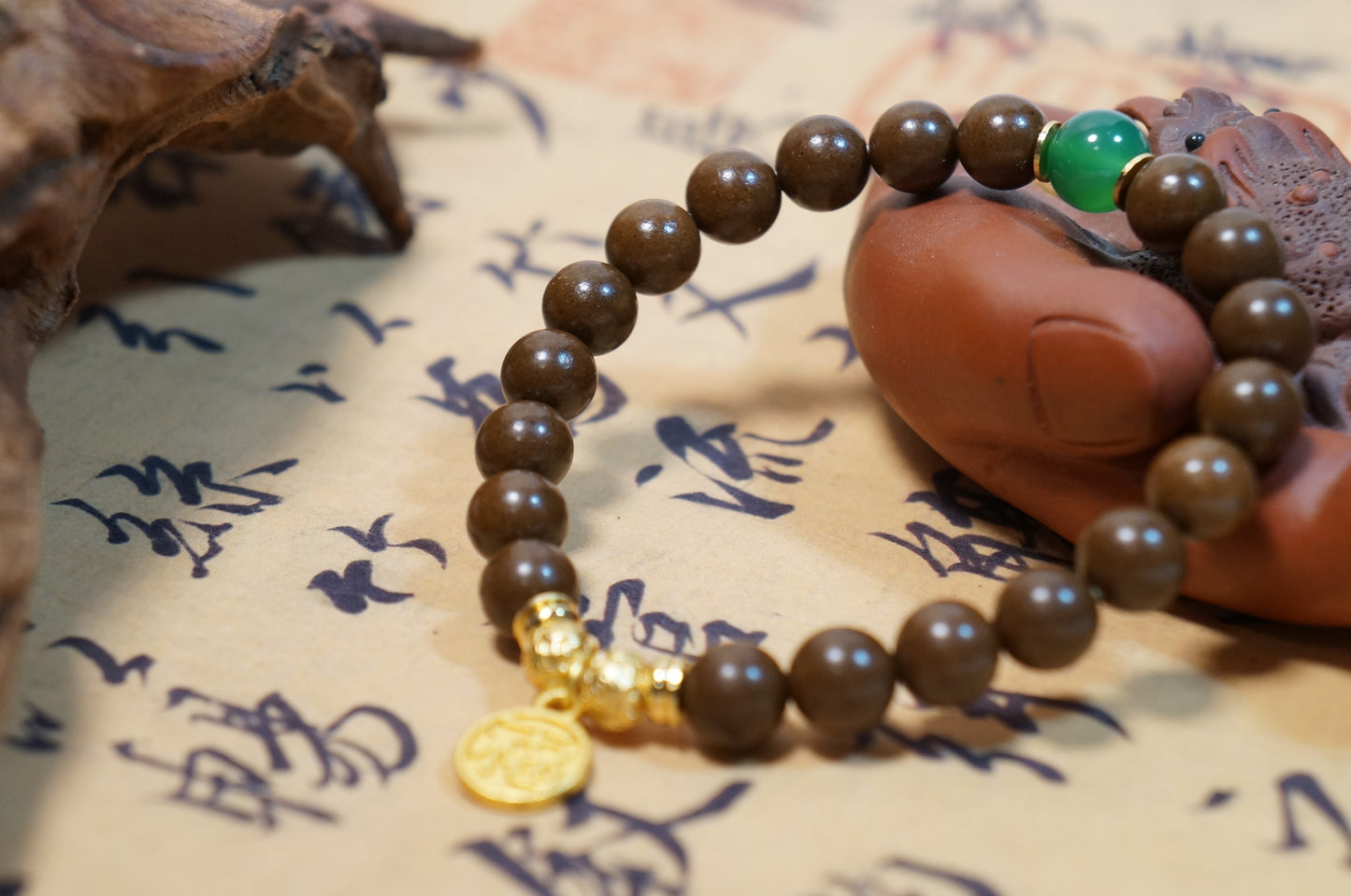 Orchid & Jade Floral Herbal Bead Bracelet